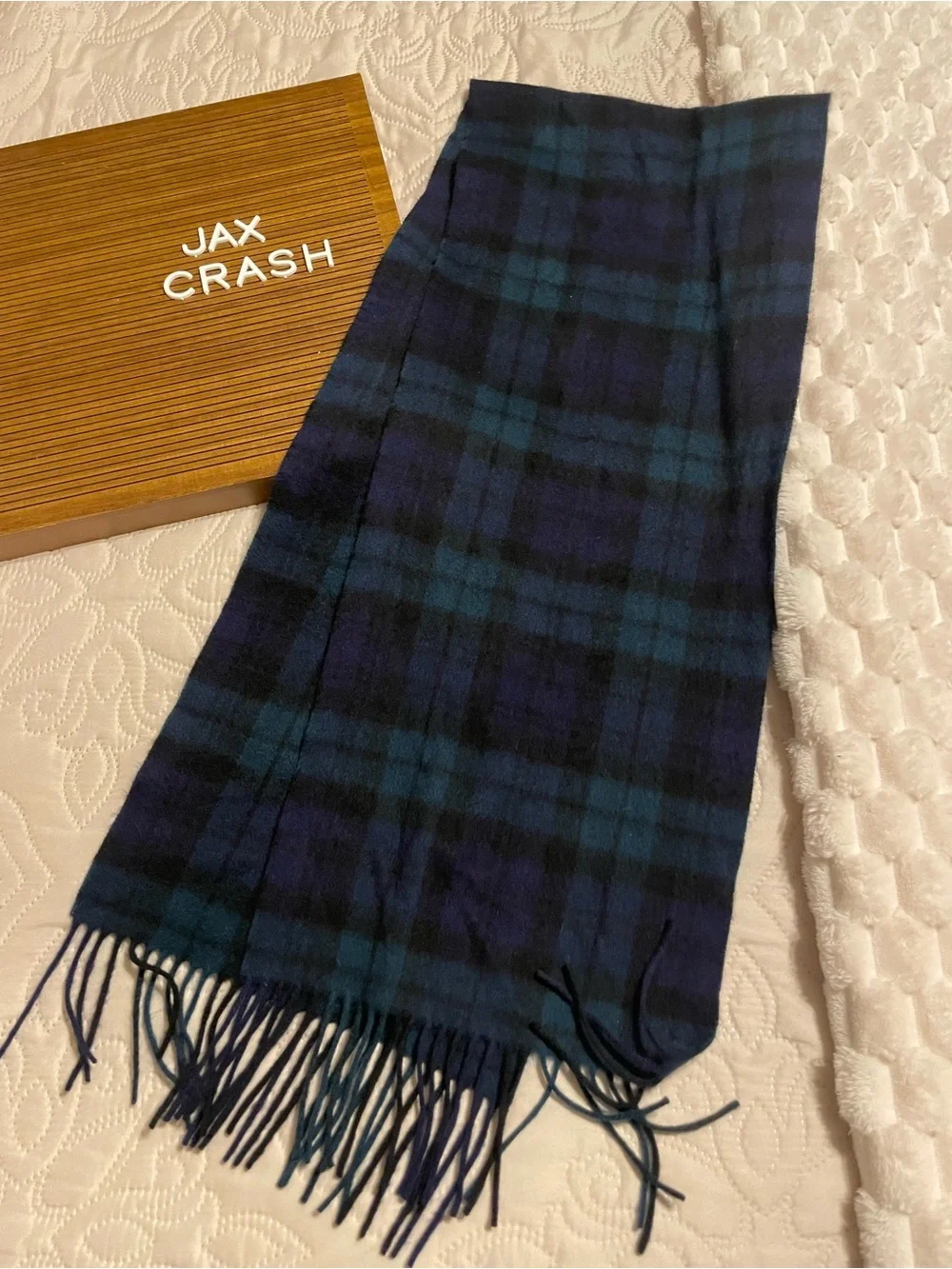 Lochmere Men's Navy & Black Plaid Fringe Scarf
